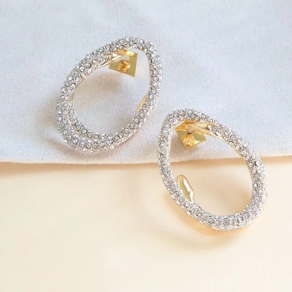 ALEXIS BITTAR Solanales Double Loop Crystal & Gold Post Earrings - BRAND NEW